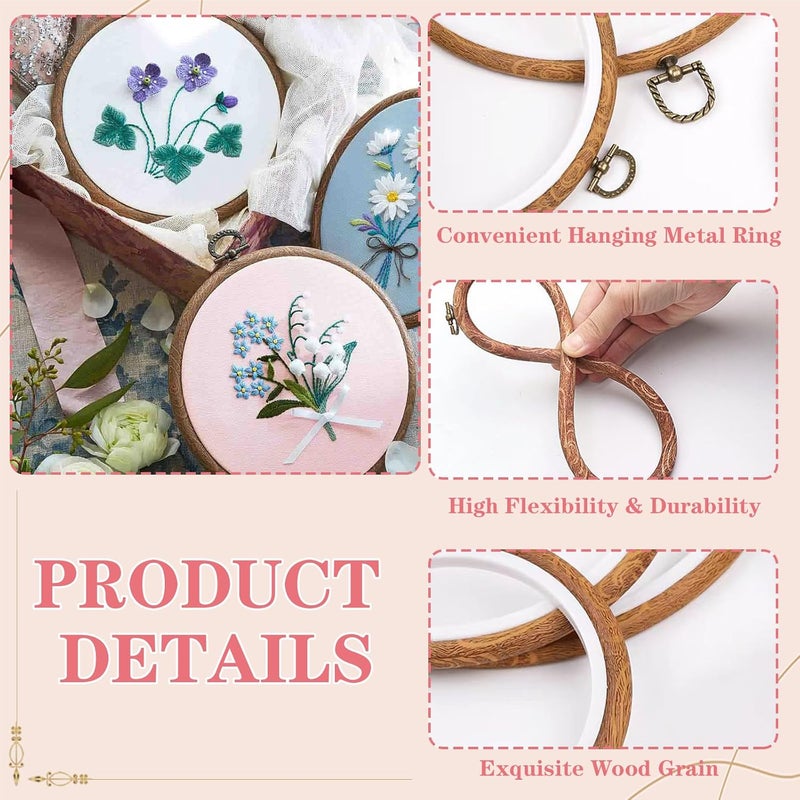 Cheloment 4Pcs Embroidery Frame for Dispaly 5inch to 10inch Cross Stitch Frame Set, Circle Embroidery Hoops Display Frame for Sewing and Wall Hang, Needlework, Embroidery Projects - Image 4